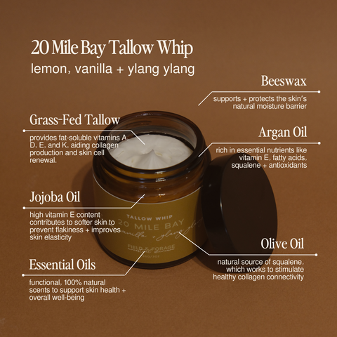 Twenty Mile Bay Whipped Tallow Balm | Lemon & Vanilla Tallow Skincare