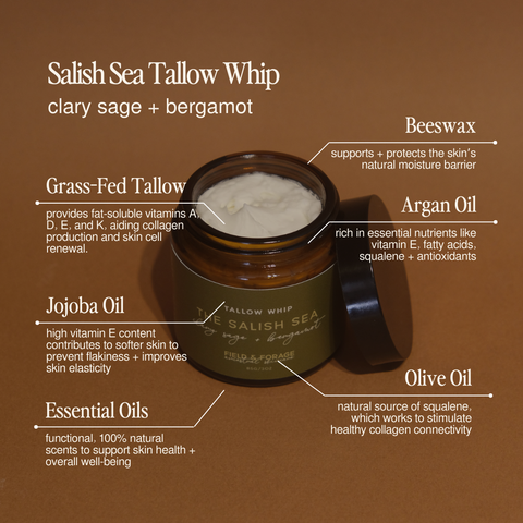 Salish Sea Whipped Tallow Balm | Clary Sage & Bergamot Tallow Skincare
